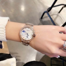 Ballon Bleu De Cartier Roman Numeral 36mm Dial Diamond Watch 