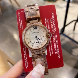 Ballon Bleu De Cartier New Roman Numeral 36mm Dial Diamond Watch 