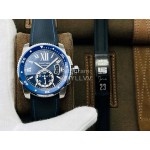 Calibre De Cartier Eg Factory Luminous Calendar Nylon Strap Watch Blue