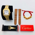 Santos De Cartier Bv Factory Diamond Square Dial Watch Gold