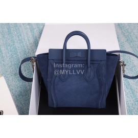 Celine Fashion Calfskin Portable Messenger Smiling Face Bag Blue 168243
