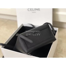 Celine Fine Grain Leather Magnetic Buckle Flip Bag For Women Black