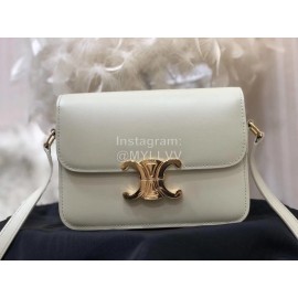 Celine Fashion Mini Calf Retro Shoulder Bag White 188423