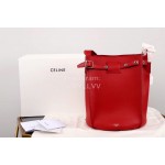 Celine Calfskin Vintage Bucket Bag Red 189343