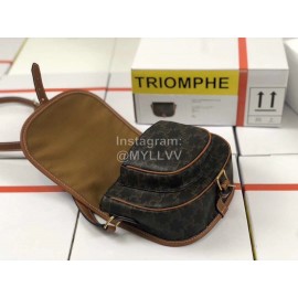 Celine Medium Color Matching Leather Messenger Bag Brown