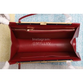 Celine Medium Elegant Vintage Calfskin Clip Bag Red 112233