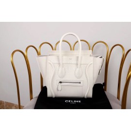 Celine Large Fashion Calfskin Smile Face Bag Handbag White 167793
