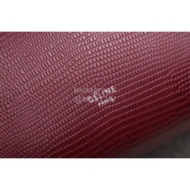Celine Lizard Leather Simple Long Shoulder Strap Messenger Bag Wine Red 175520