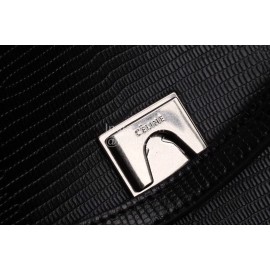 Celine Lizard Leather Simple Long Shoulder Strap Messenger Bag Black 175520