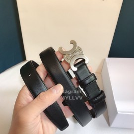 Celine Black Leather Silver Buckle 25mm Belts For Men And Women