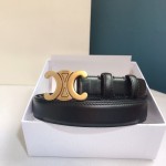 Celine Black Leather Gold Buckle 25mm Belts For Men And Women