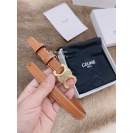 Celine Brown Leather Gold Buckle 18mm Belts For Women