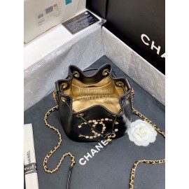 Chanel 2020 Camellia Rivet Logo Bucket Bag