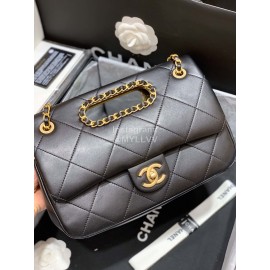 Chanel 2020 Big CF Sheepskin Flap Bag Black As1466