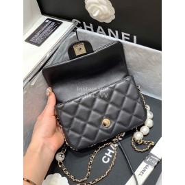 Chanel 2020 Sheepskin CF Pearl Bag Black As1436