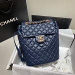 Chanel  Ahanel Classic Diamond Backpack Shoulder Strap Full Leather Blue