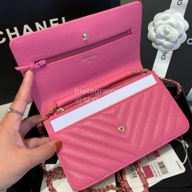 Chanel Woc Fortune Bag Cute Small Bag With Card Bit Rose Red 33814v