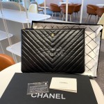 Chanel Ant Pattern Leather Clutch Computer Bag Black 82545