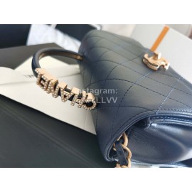 Chanel Autumn Winter Leather Gold Chain Classic Flap Bag Briefcase Blue