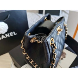Chanel Autumn Winter Leather Shoulder Bag Black