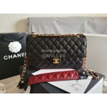Chanel Autumn Winter Large Calf Classic Flap Shoulder Bag Wine Red