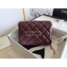 Chanel Autumn Winter Leather Chain Classic Flap Bag Wine Red
