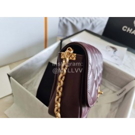 Chanel Autumn Winter Leather Chain Classic Flap Bag Wine Red