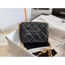 Chanel Autumn Winter Small Leather Chain Classic Flap Bag Black