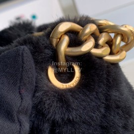 Chanel Autumn Winter Wool Bucket Bag Handbag Black