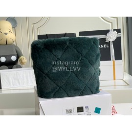 Chanel Autumn Winter Wool Bucket Bag Handbag Green
