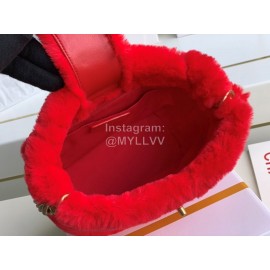 Chanel Autumn Winter Wool Bucket Bag Handbag Red