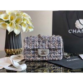 Chanel Autumn Winter Small Chain Crossbody Tweed Flap Bag