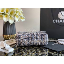 Chanel Autumn Winter Small Chain Crossbody Tweed Flap Bag