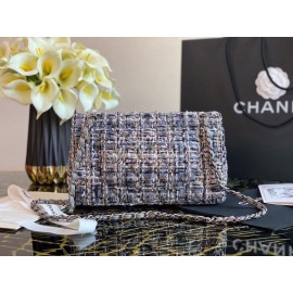 Chanel Autumn Winter Large Chain Crossbody Tweed Flap Bag