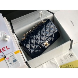 Chanel Black Patent Leather Gold Buckle Crossbody Chain Flap Bag 