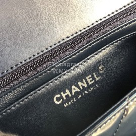 Chanel Black Patent Leather Silver Buckle Crossbody Chain Flap Bag 