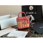 Chanel Woven Box Chain Crossbody Bag Pink