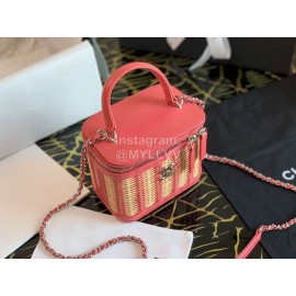 Chanel Woven Box Chain Crossbody Bag Pink