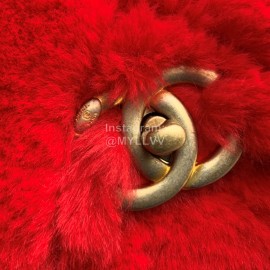 Chanel Winter Wool Shoulder Bag Red
