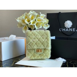 Chanel Autumn Winter Green Calf Wool Chain Crossbody Flap Bag