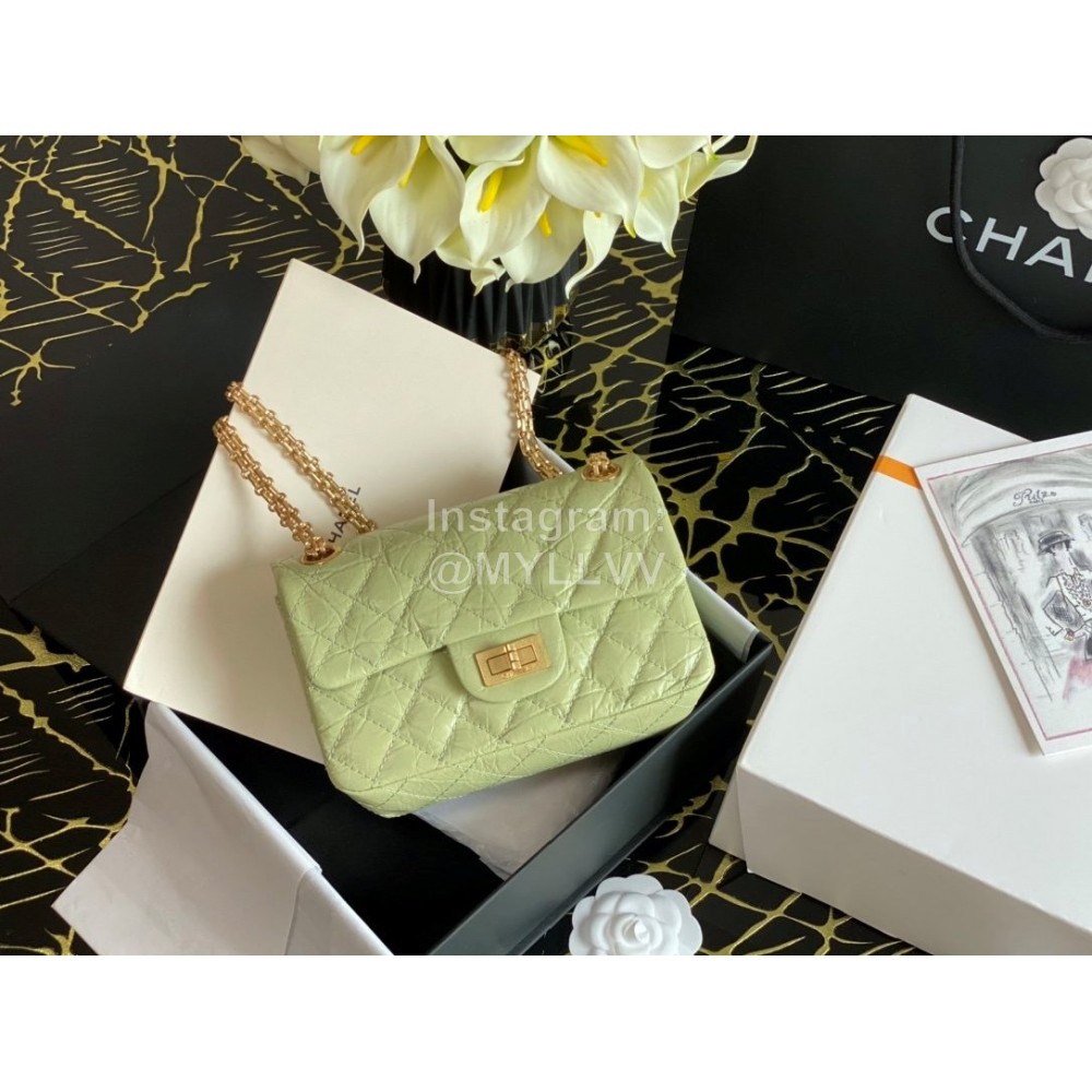 Chanel Autumn Winter Green Calf Chain Crossbody Flap Bag