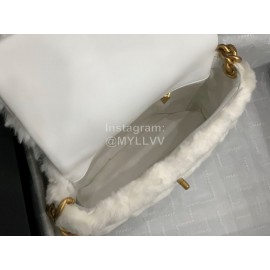 Chanel Winter Soft Rabbit Hair Chain Shoulder Flap Bag White As2240
