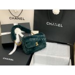 Chanel Winter Soft Rabbit Hair Chain Shoulder Flap Bag Green As2240