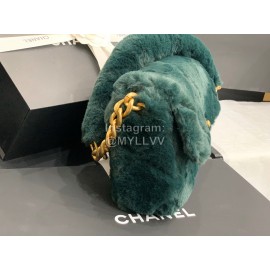Chanel Winter Soft Rabbit Hair Chain Shoulder Flap Bag Green As2240