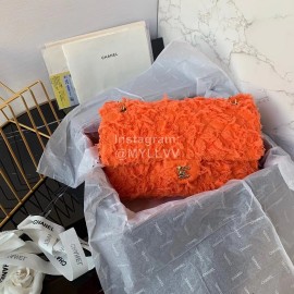 Chanel Winter Large Woolen Woven Chain Shoulder Flap Bag Orange