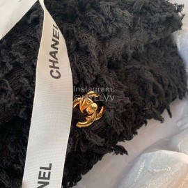 Chanel Winter Large Woolen Woven Chain Shoulder Flap Bag Black