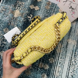 Chanel Yellow Cloth Gold Chain Crossbody Flap Bag As1160