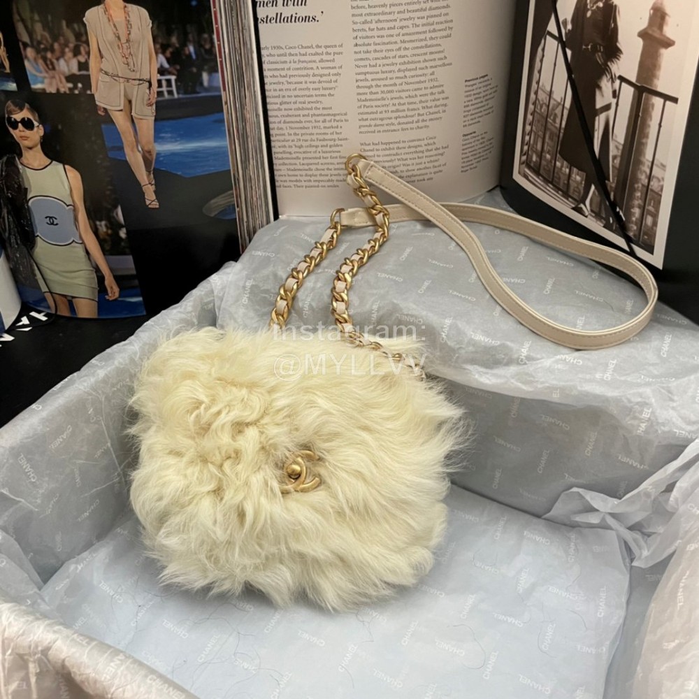 Chanel Winter Soft Mink Chain Flap Bag For Women Beige As2885