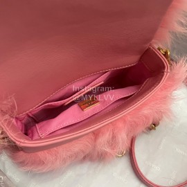 Chanel Winter Soft Mink Chain Flap Bag For Women Pink As2885