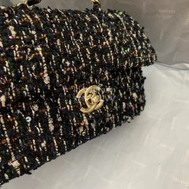 Chanel Woolen Chain Crossbody Flap Bag For Women Black